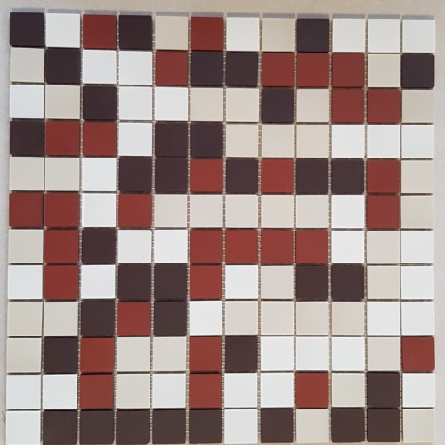 Mix blanc beige brun et rouge mosaïque mat grès antique plaque 30 cm