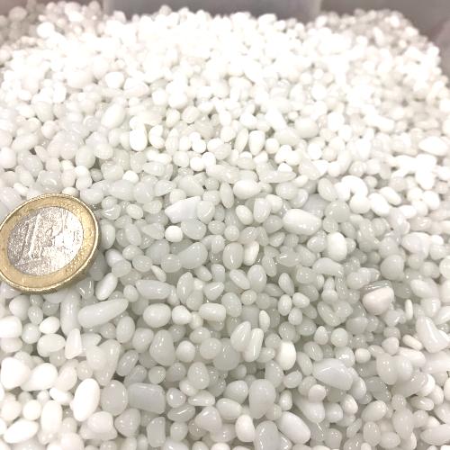 Blanc opaque micro galets de verre 4-8 mm par 200 grammes