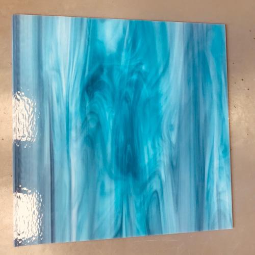 Bleu cyan marbré verre opaque lisse fusing S96 oceanside plaque de 30 par 30 cm