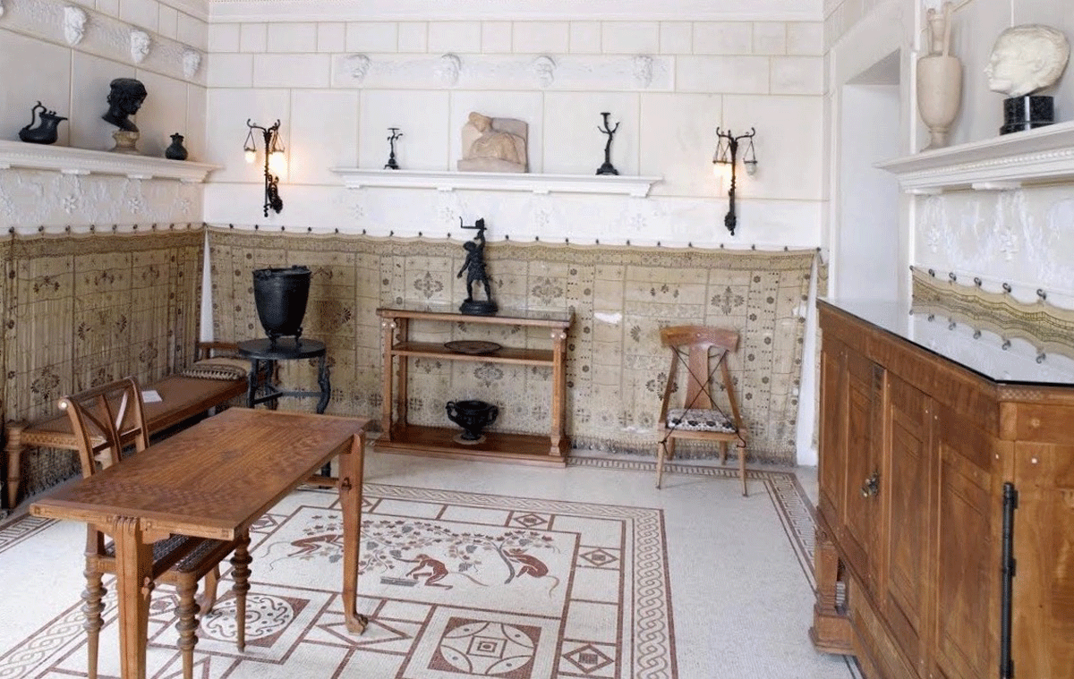 intérieur sol mosaïque mat villa kérylos