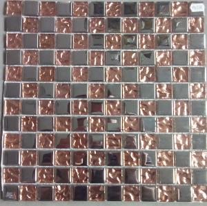 Gris argent lisse et cuivre martelé 2.4 cm mosaïque vetrocristal brillant par 18 carreaux