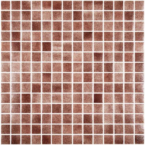 Brun foncé moucheté carré 2.3 cm mosaïque émaux brillant mix effets par 20 carreaux