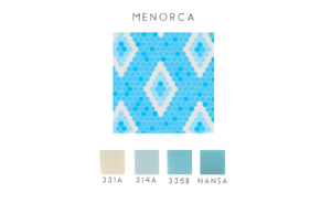 Mosaïque décor Menorca hexagone losange blanc sur fond bleu par 1 M²