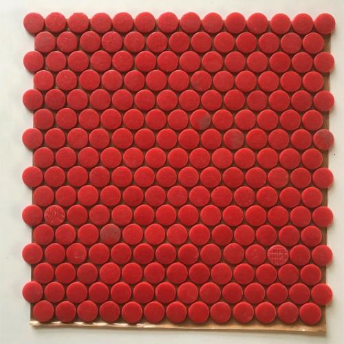 Rouge vif granuleux rond pastille mosaïque émaux brillant plaque 33 cm pour Vrac