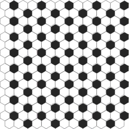 Mosaïque damier hexagone noir et blanc