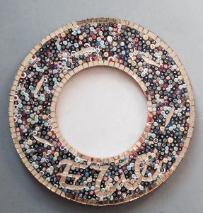 Miroir rond doré avec millifiori pour Elie