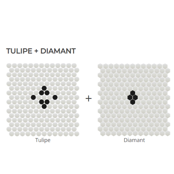mosaïque blanc hexagone tulipe et diamant