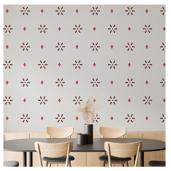 Mosaïque décor blanc étoie et diamant