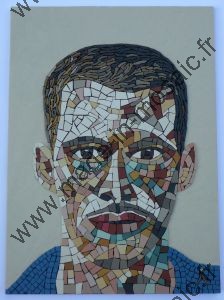 mosaique visage en grès ceram gres antique