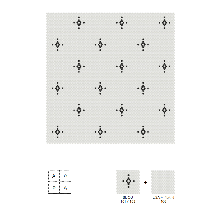 mosaïque décor blanc et noir effet bijou