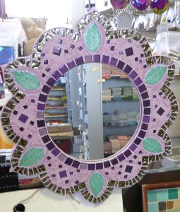 miroir fleur doré et grès