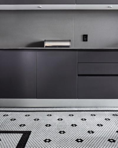 Mosaïque Décor flores en hexagone noir et blanc