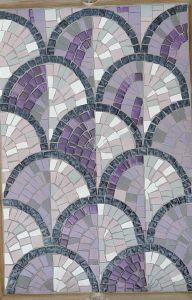 mosaique plateau en grès ceram gres antique motif ecaille