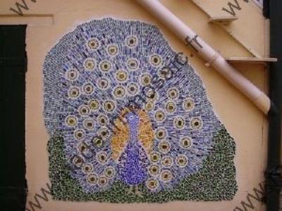 modèle paon en mosaique