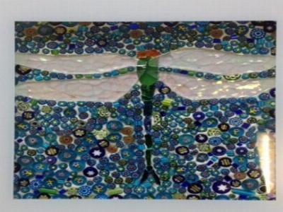 tableau  libellule made in mosaic détail entier
