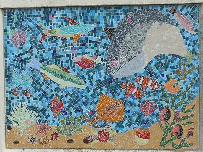mosaique de l'école Montafilan de plélan le petit côte d'Armor  baleine 
