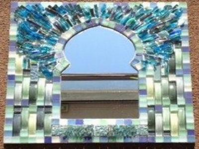 miroir oriental avec onde tons turquoise