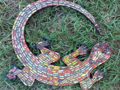 mosaique plateau table de Mme Bazile
