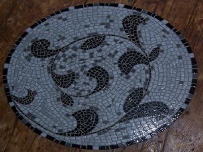 mosaique plateau table motif floral de Mme Bazile